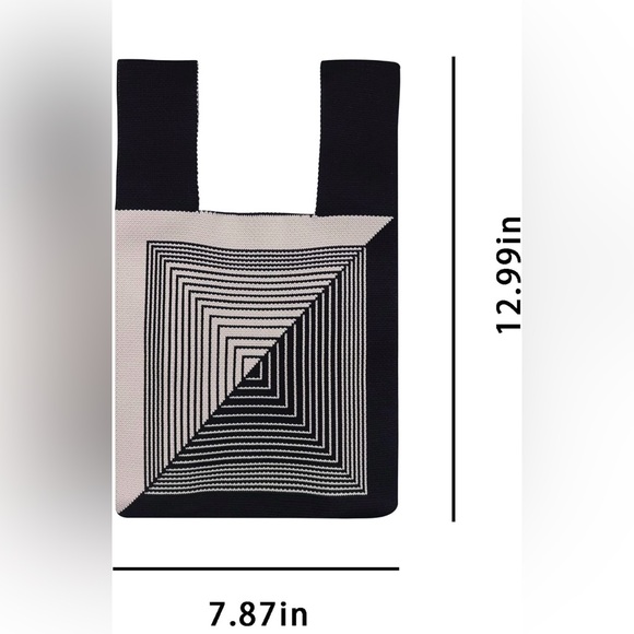 Satchel featuring a unique line design that's woven into the fabric. - Picture 3 of 5